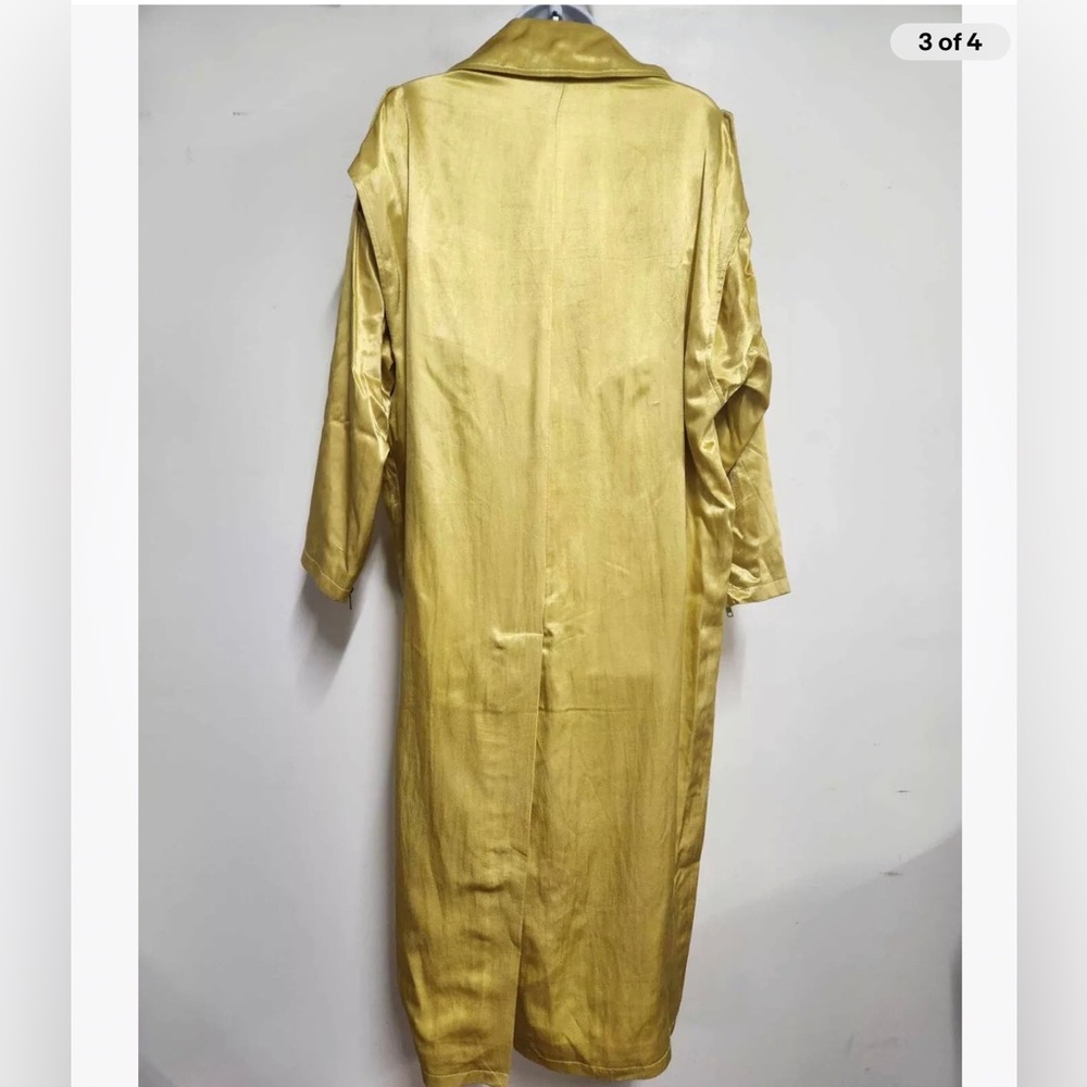 Brenda Knight For Free People Satin Citrus Yellow Trench Coat Size XS. H $428 - Picture 3 of 4